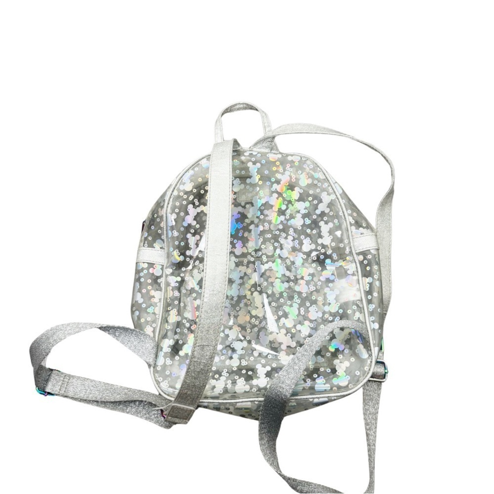 Loungefly Adjustable Straps Mickey Mouse Icons Pattern PVC Mini Backpack Silver - Picture 4 of 7